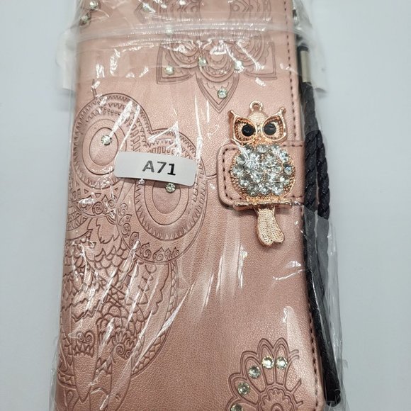 Samsung Galaxy A71 Phone Compatible Rose GoldFolding Book Case New
